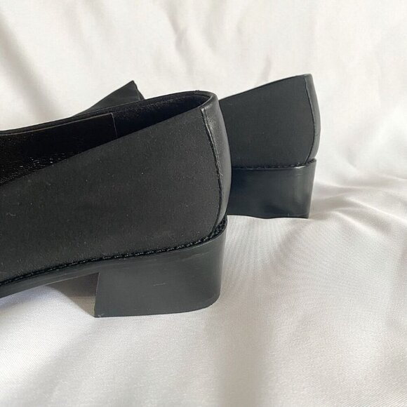 DONALD J PLINER BLACK MICROFIBER SQUARE TOE BLACK HEEL SLIP ON SHOES - 9 - Picture 6 of 7